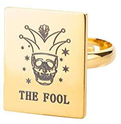 LODMLOER Tarot-Ring Für Männer Und Frauen – Vintage, Verstellbarer Offener Ring, Astrologie, Weissagungsringe, Große Arkana, Tarotkarten, Fingerringe, Schmuck, Paarringe, The Fool, Verstellbar