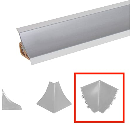 Finishing Elements for Worktop Profile Strip Splashback Edging Trim - Silver for INOX, Inner Corner