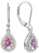 YL Damen Ohrhänger 925 Sterling Silber Regenbogen Zirkonia Weiß Oval Tropfen Ohrringe