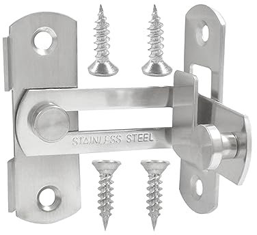 Hitefu 90 Grad Flip Scheunentorschloss, Edelstahl Winkel Türriegel Schnalle für Türen und Fenster, tragbarer Haken Torriegel für Garten, Scheune, Outdoor, Garage, Badezimmer, Silber