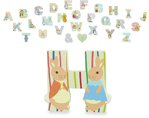 Peter Rabbit Wooden Letters by Orange Tree Toys, Letter H with Mopsy - Alphabet Animal Letter for Personalised Baby Name, Toy Box, Door, Wall Decorations, Animals Nursery Decor, Boys Girls Bedroom