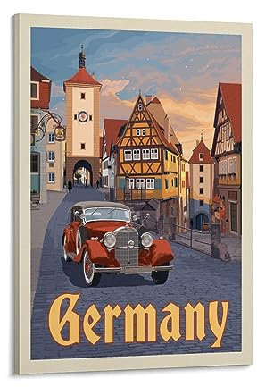 Weltreise Retro-Poster Deutschland Poster Coole Kunstwerke Malerei Wandkunst Leinwanddrucke Hängende Bild Poster 30 x 45 cm