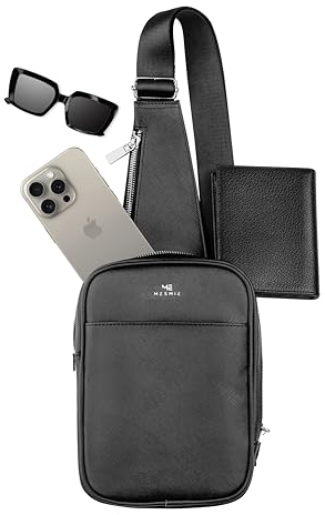 Mesmie Schultertasche Anti-Diebstahl, Umhängetasche Herren Klein Elegante Brusttasche, Crossbody Tasche Herren für Stadt und Reise