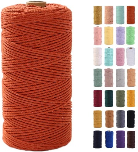 MAOQIAN Makramee-Schnur, rostrot, 2 mm x 220 m, farbiges Baumwollseil, bunte Baumwollschnur, weiche Bastelschnur zum Aufhängen, Pflanzenaufhänger, Basteln, dekorative Projekte