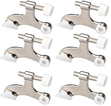 Haptufer 6Pcs Hinge Pin Nickel Color Door Stopper Adjustable Heavy Duty Hinge with Rubber Bumper to Reduce Damage Wall Dents