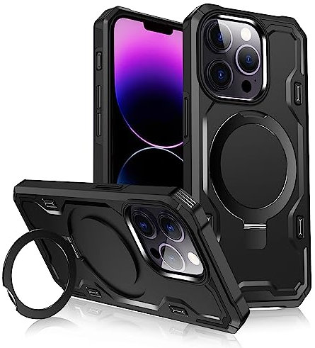 Lokyoo for iPhone 13 Pro Max Case, [Compatible with Magsafe] [Invisible Built in Stand & Ring Holder] MIL-Grade, Dual Layer Shockproof Full Protective Case for 13 Pro Max-Black