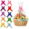 Hampers Bags with Pull Bows, 10 Pack 18.9 x 25.6 Inches Basket Gift, Cellophane Wrap Bags for Hamper Making Easter Gift Presents Packaging Hamper Baskets for Gifts Empty