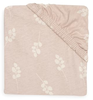Jollein Drap-Housse en Jersey - pour lit d'enfant - Twig Rose Sauvage - 60 x 120 cm - 100% Coton - Drap-Housse - Beige avec Branches Vieux Rose