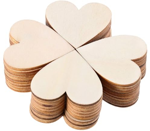 gvivej 50 Stück 50mm DIY Handwerk Verzierungen, Holzherzen Scheiben, Holzherzen Hochzeit, Für Wanddeko Herz, Deko Hochzeit, Geburtstag Taufe