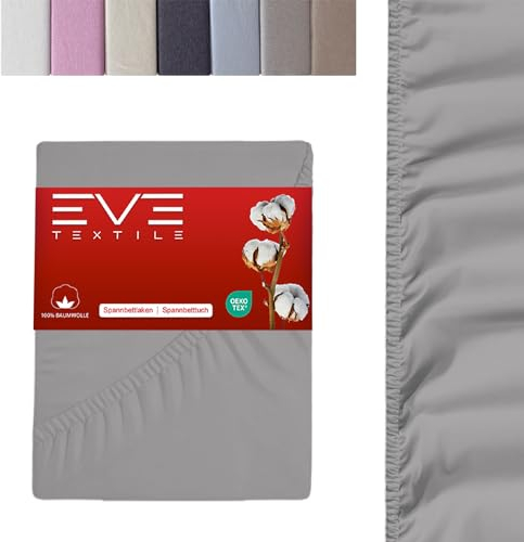 EVE Textile® Spannbettlaken 1er Set 100x200 cm Grau; Spannbetttuch Bettlaken Spannlaken; Jersey Laken Betttuch für Boxspringbett & Matratze; Waschbar bis 60 Grad; Weich & Allergikerfreundlich