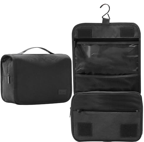 REPTKulturtasche zum Aufhängen Kulturtasche Damen Kulturbeutel Herren Faltbarer Reise Kulturbeutel mit Tragegriff Waschbeutel für Camping Reisen für Kinder Frauen Mann-Black