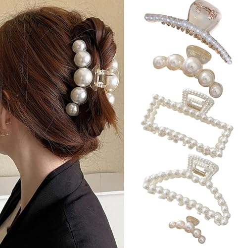 5 Stück Perlen-Haarnadeln-Haarklammern für Frauen und Mädchen, Haarspange für dickes, dünnes Haar, modisches Haar-Zubehör, Kopfbedeckung, Styling-Werkzeuge für Party, Hochzeit