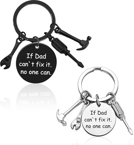 Lot de 2 porte-clés à molette, porte-clés pour homme, porte-clés en acier inoxydable, porte-clés durable, porte-clés de fête des pères, cadeau pour papa (argent et noir), Argent noir., 30mm