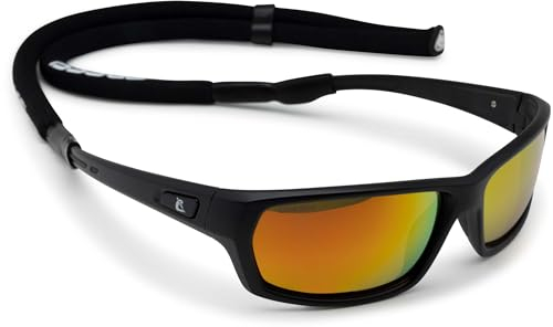 Cressi Unisex Bill W/Lace Sunglasses, Schwarz/Verspiegelte Gläser Orange, Standard