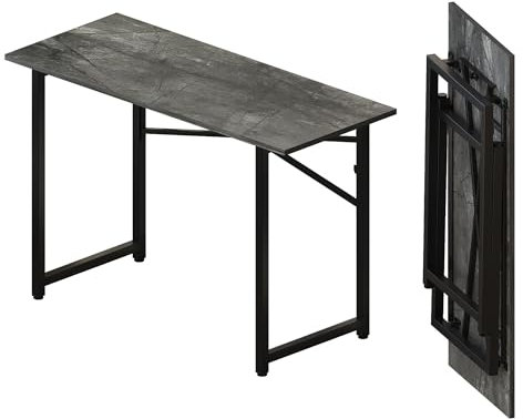 Lutown-Teen 120 cm Scrivania Pieghevole Per Computer, Scrivania Da Campeggio Per Computer Da Gioco, Tavolo Per Ufficio Domestico Senza Necessità Di Montaggio, Marmo Grigio