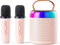 Mini Karaoke Machine for Kids Adults,Portable Bluetooth Speaker with 2 Wireless Microphones,MP3 Music Player for Girls Boys 3-11,12+ Years Old,Gifts for Family Home Birthday Party (Light Pink)