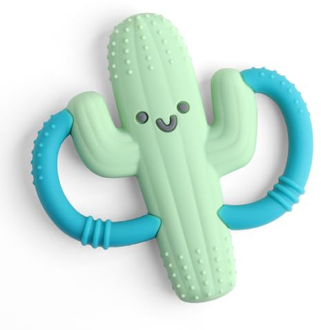 Itzy Ritzy Cactus-Shaped Baby Teether with Handles – Silicone Teether for Babies with Easy-Grab Handles and Textured, Teethable Surfaces - Baby Teething Toy for 3 Months & Up (Cactus)