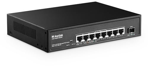 MokerLink Switch gestito Web PoE a 8 porte 2.5 Gigabit con 10G SFP, 8 porte PoE IEEE802.3af/at, 120 W, gestito Fanless Wall Mountable Network Switch
