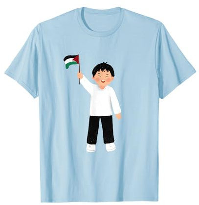Palästinensisches Kind, das ein Schild hält, sagt Freies Palästina T-Shirt