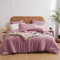 Luowei Housse de Couette Coton 220x240 cm Rose Foncé Parure de Lit Adulte Coton Douce et Douillette avec Fermeture éclair et 2 Taies d'oreiller 65 x 65cm