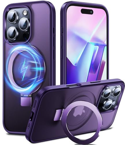 Chicfun 3-in-1 [Magnetic+KickStand+Ring Holder] for iPhone 16 Pro Case with Stand Ring Holder,Compatible with MagSafe, Military Shockproof Protective Kickstand Phone Case iPhone 16 Pro Cover Purple
