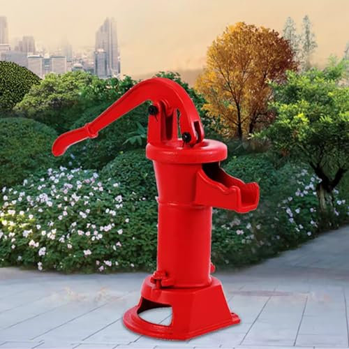 Elitix Schwengelpumpe Handpumpe aus Eisen für Brunnenbrunnen, Handpumpe für Flache Brunnen, Wasserpumpe für den Wassertransfer Im Gartenteich Im Hinterhof(Red)