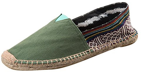 M&Catree Espadrilles für Damen Herren Vintage Ethno Slip-On Pumps Halbschuhe Sommerschuhe - Armee Grün, CN 44 (EU 43)