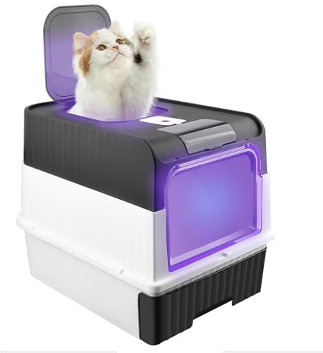 OHMG Selbstreinigende Katzentoilette Katzenklo Selbstreinigend, Automatische Elektrisches Katzenklo,Geschlossen XXL Elektrisches Katzenklo mit Sieb,Geruchsbeseitigung