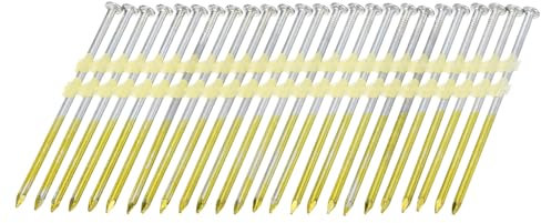 sourcing map 1000Pcs 21 Degree 0.131 x 3-1/2 Framing Nails, Galvanized Carbon Steel Plastic Collated Nails for Furniture/Constructions, Color Zinc