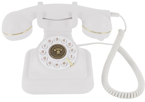 Telefono retrò fisso, telefono cordless regolabile, volume telefonico con selettore e suoneria, telefono antico, decorazione per la casa (bianco)