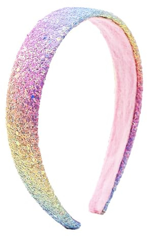 WANYI Glitzer Haarreif Mädchen Haarschmuck 2.5cm Breit Pailletten Haarreifen Stirnbänder aus Kunststoff Niedliches Haarband für Kleine Mädchen und Damen(02)