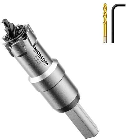 Mollom (20mm | 25/32'') Seghe a tazza in carburo pesante con 2 punte pilota, taglia acciaio inossidabile, acciaio dolce, ferro, rame, ottone, plastica