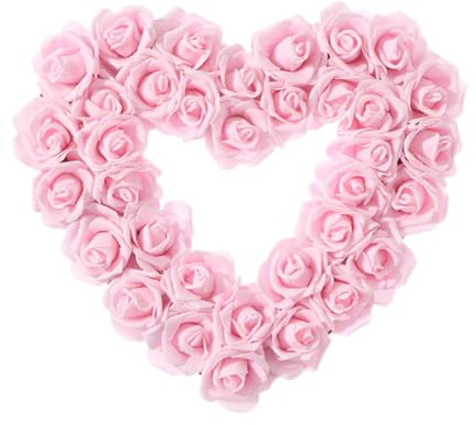 Fenteer Pink Heart Shaped Wreath,Door Hanging Wreath, Valentine's Day,Front Door Wreath Artificial Wreath for Porch Decor Holiday