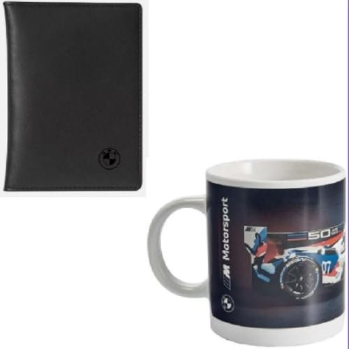BMW Étui original pour carte grise de véhicule 1, 3, 5, tous modèles + tasse à café avec tasse à café sport automobile