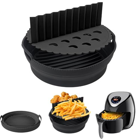 Prmape Accesorio para freidora de aire caliente, molde de silicona para freidora de aire caliente, accesorios reutilizables para airfryer, cesta de accesorios de molde de horno, inserto de silicona