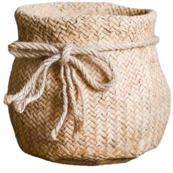 Yofab Pots de fleurs uniques en toile de jute avec poche - Idéal pour la décoration de jardin, style rustique et rustique - Ciment avec trou de drainage - Décoration de jardin bohème