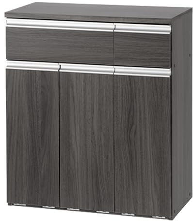 Iris Ohyama - Meuble de Tri Sélectif 3 Compartiments, 45 L, Design Moderne en Bois avec Tiroirs, Rangement pour Déchet Recyclable, Poubelle, pour Cuisine, Bureau, Salle de bain, Chêne Gris, PKT-8670