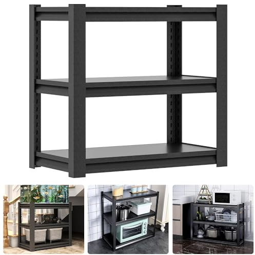 Garagenregale, Metallregale, höhenverstellbar, schraubenlos, strapazierfähig, 100 kg Kapazität pro Regal, für Lager, Werkstatt, Büro, Küche, Schwarz (80 x 80 x 40 cm)