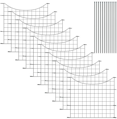 FIVMEN Teichzaun Steckzaun Metall 10 Zaunelemente inkl. 12 Befestigungsstäben Gartenzaun für Dekorative Zäun Hunde Garten, Typ B