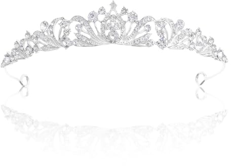YALiya Tiara Principessa Argento, Tiara di Cristallo Donna, Corona Regina