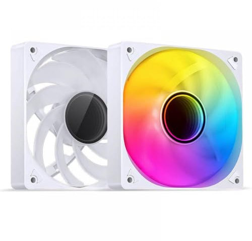 120mm ARGB PC Case Fan Compatible with Cooling With 5V 3PIN/4PIN PWM CPU Support RGB Front And Reverse Installation(ARGB Reverse WH)