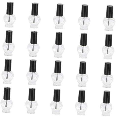 VALICLUD Nail Polish Bottles Lightweight Refillable 5ml Love-heart Shaped 20pcs Leak-proof Glass and Plastic Abs Containers for Salons and Beach Use