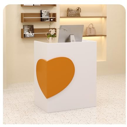 YFAURNDE Theke for Klinik, Empfangstheken, Rezeptionstheken, Laden-Theke, Rezeptionstheke Ladentheke,Empfangstresen im Hotel, Büro, Geschäft, Klinik-Theke(White orange,60CM/23.6in)