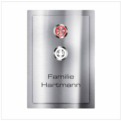 Metzler® Türklingel mit LED-Klingeltaster und Lichttaster aus Edelstahl V2A in RAL7016 anthrazit, personalisierbar, witterungsbeständig, IP67, inkl. Befestigungsoptionen Modell Alvin