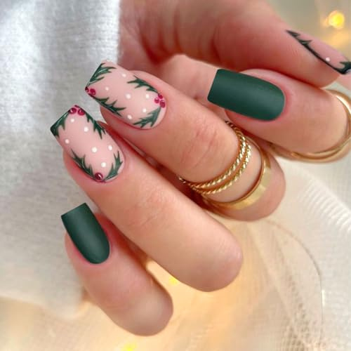 JMEOWIO Nagelfolie UV Härtend Weihnachten Grün UV Gel Nail Strips Nagelsticker Nagelaufkleber Nail Art Dekoration Nageldesign Zubehör