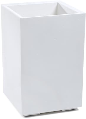LAMELA Plant Pot with Wheels Height 60 cm, 36 L, Plastic Flower Pot in Concrete Look, Planter with Water Drainage, Modern for Indoor and Outdoor Use, Weatherproof and Easy to Clean, Cream
