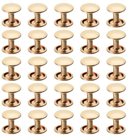 PATIKIL Leather Rivets, 160Sets Carbon Steel Double Cap Rivet Kits Craft Replacement Accessories for Handbags Belts Clothes Shoes, Gold (10 x 10 Mm)