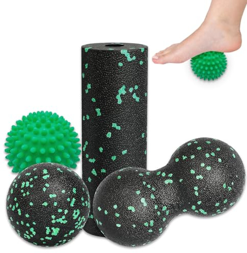 4 Faszienball Set-Blackroll Faszienrolle Klein Massageball Igelball Duoball | Faszienball Wirbelsäule, Foam Roller Massagebälle für Rücken Nacken Fuß,Faszientraining DurchfüHren,Schmerzen Lindern