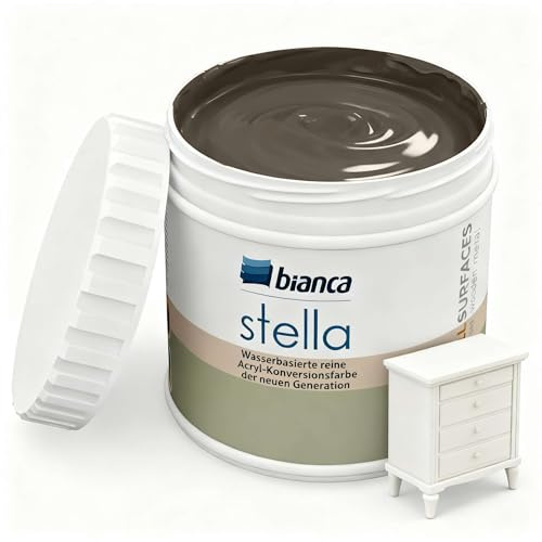 Bianca Stella Pintura para muebles sin lijar, pintura perfumada a base de agua para muebles, para madera, armario de cocina, mesa, silla, color marrón tierra, brillante, resistente a los arañazos