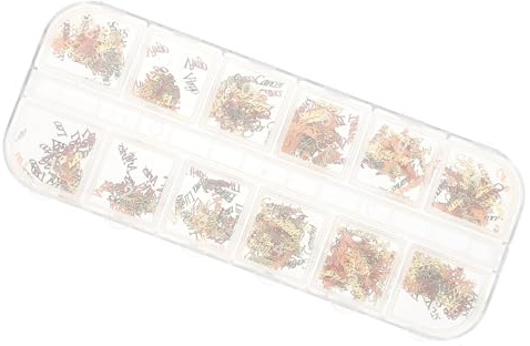 DIYEAH 12 Stück Sternzeichen Nagelanhänger aus Kupfer Nagelkunst Selbstgemacht Charme für Mädchen Leichte Nageldekorationen im Schmuckbox für Natürliche und Künstliche Nägel